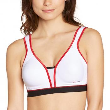 TriAction Damen Freizeit-BH ohne Bügel in Größe 75A, Mehrfarbig (Weiß & bunte Seitenstreifen)