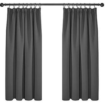 Deconovo Vorhang für Kinderzimmer, blickdicht, 138x132cm, Dunkelgrau, 2er Set