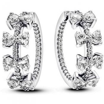 Pendientes de Aro en Plata de Ley con Lazos Brillantes y Circonitas