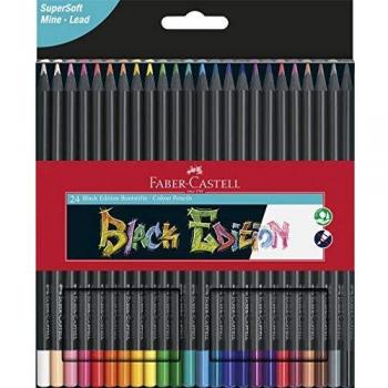 Faber-Castell Black Edition Colour Pencils, 24 Erasable Tin Case