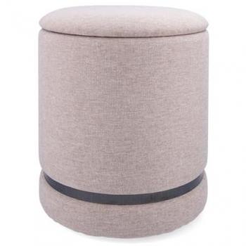 Puff Almacenaje Acolchado Beige Ø32x40 cm Peso Máximo 100kg
