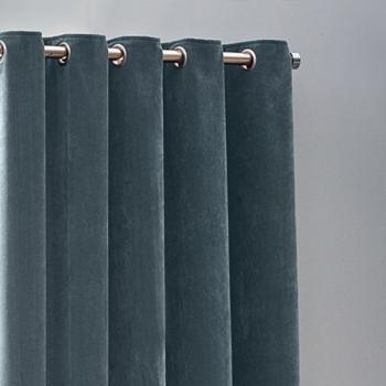 Heavy Chenille Woven Velvet Eyelet Curtain (Marine)