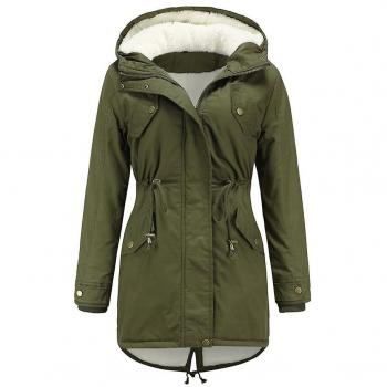Yynuda Manteau vert slim fit, doublage polaire, modèle Parker, femme XL
