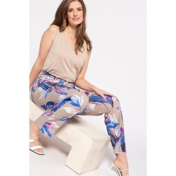 Pantaloni Donna Lino/Viscosa Foglie Marrone