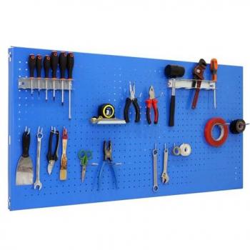 Panneau Mural Simonwork 600x900x35 mm – Porte-outil perforé, 17 crochets – Bleu