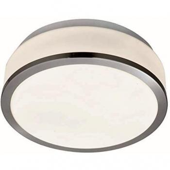 Satin Silver Flush Ceiling Light with Opal Glass Shade