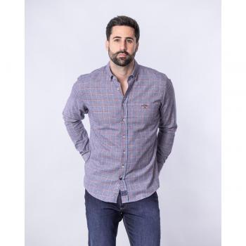 Camisa Hombre Cuadros Rústicos en Azul