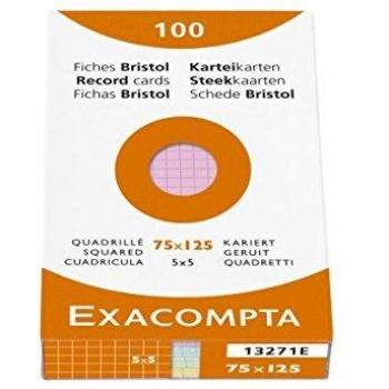 Lot de 100 fiches bristol 75x125mm non perforées