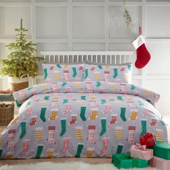 Charlotte Thomas's Multicolored Christmas Stockings Kingsize Duvet Cover Set