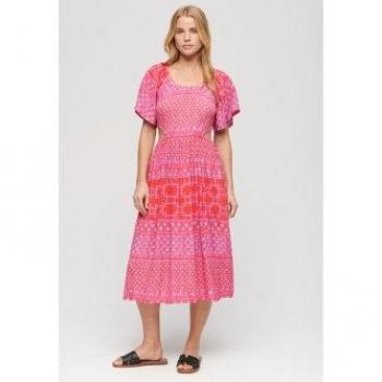 Robe Superdry Femme, Imprimé Rose, Taille 40