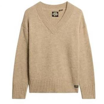 Maglione Essential Superdry Scollo A V Fudge Brown XS