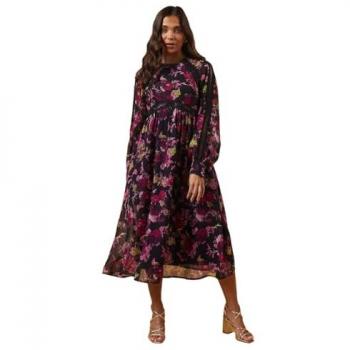 Oasis Petite Occasion Floral Trim Insert Midaxi Dress, 12, Black