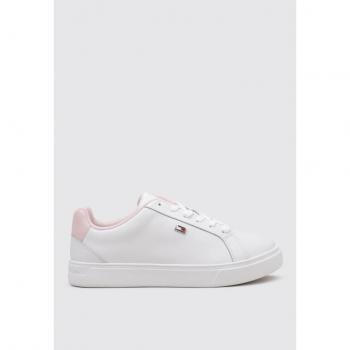 Women's Tommy Hilfiger Essential White Leather Lace-Up Sneakers