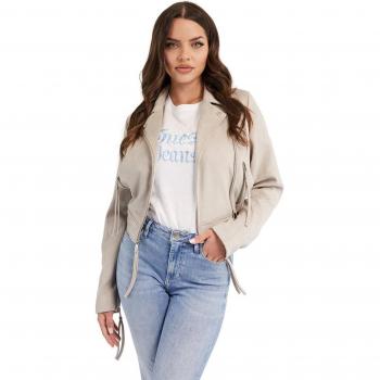 Chic Gray Belted Light Jacket for Women by Guess