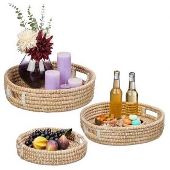 Trio de plateaux de service avec design en tressage