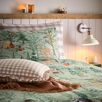 Lodge Wood 100% Brushed Cotton Duvet Cover and Pillowcase Set