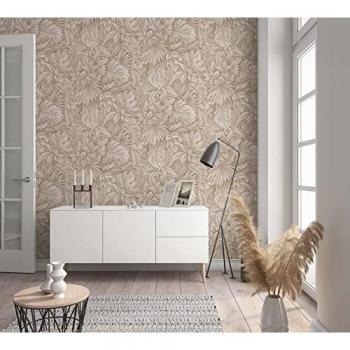 Carta da parati Loara botanica marrone seppia, 53 cm x 10 m
