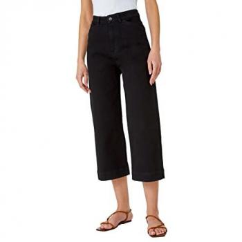 Wide Leg Stretch Denim Cropped Culottes for Women