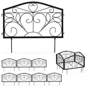 Push‑In Iron Garden Border – 8‑Pack Black Swirl Edging