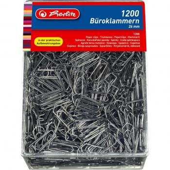 Herlitz 26mm Paper Clips (Zinc Plated, 1200)