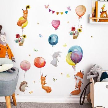 Cartoon Animal Balloon Wall Art for Children's Bedrooms