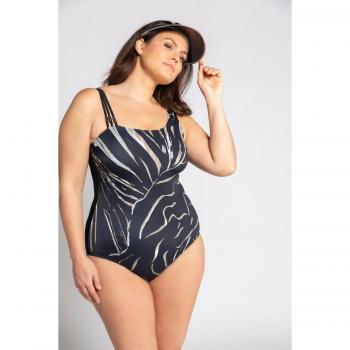 Costume da bagno donna bianco con fantasia zebrata coppe morbide e spalline triple taglia 66 Ulla Popken