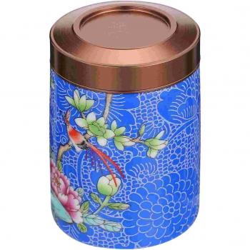 Painted Ceramic Tea Caddy