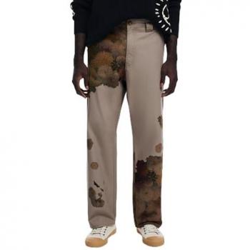 Marrom Floral Print Pants Desigual – Tamanho 36, Algodão