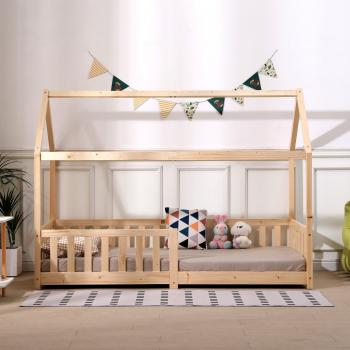 HMD Natural Single Bed Frame for Kids with Drawers