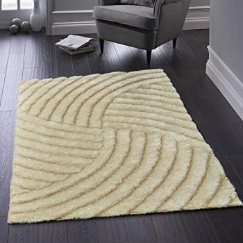 Swirl Patterned Polyester Rug in Champagne