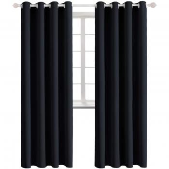 BGment Thermo-Vorhänge 2 Stück blickdicht schwarz 182 x 117 cm