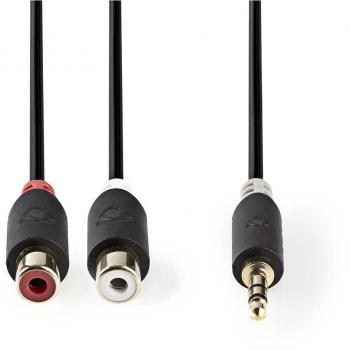 Cable de Audio 3.5mm Macho a 2 RCA Hembras 0.2m