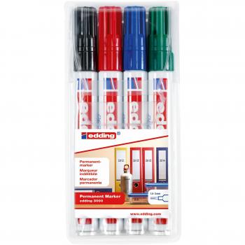 Edding 4-3000-4 Lot de 4 marqueurs indélébiles rechargeables (Vert)