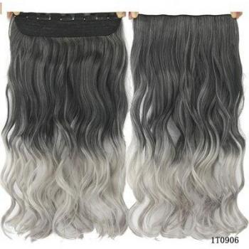 Extensions capillaires 5 clips 24 pouces gris fumé ondulées