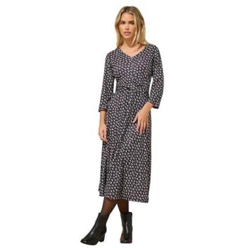 Petite robe midi noire, manches longues torsadées M & Co