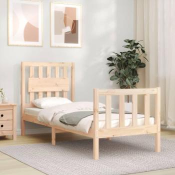 Borde de Cama Vidaxl con Cabecero de Madera Maciza