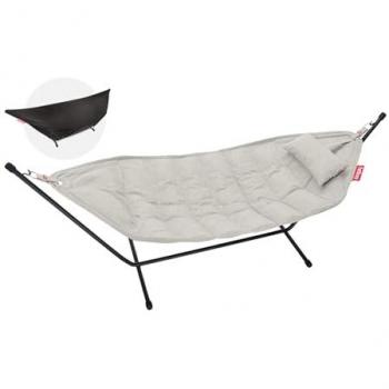 Hamac Fatboy Acier Noir Tissu Gris Mist + Coussin 270x138x110cm