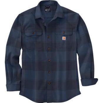 Carhartt Herren Flanell Hemd mit Karomuster, Lange Ärmel, Dunkelblau XL
