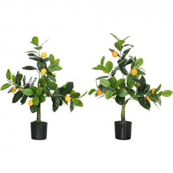 Vaso com Plantas Artificiais Limoeiro e Laranjeira 60cm