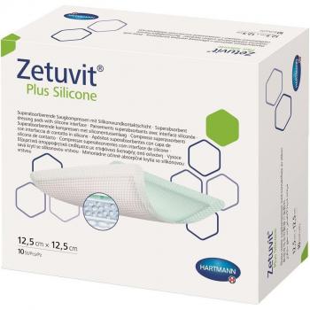 Zetuvit Plus Silikon Wundkompressen steril 12,5x12,5 cm 10 St
