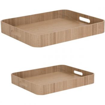 Set de 2 plateaux en bois naturel