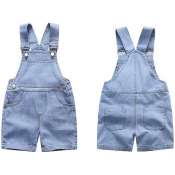 Ropa infantil denim corto 1-5T, mono verano hecho a mano