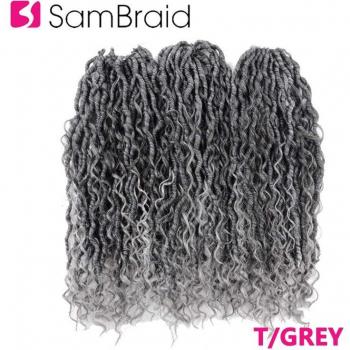 SAMBRAID 18 Inch Messy Faux Curly Locs Crochet Braids Synthetic Hair Extensions