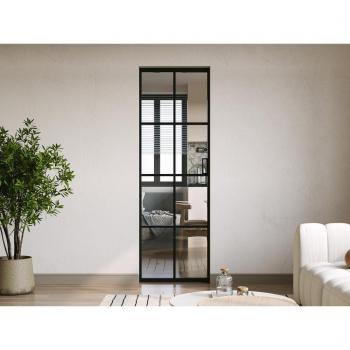 Porta a scorrimento incassata H205 x L83 in alluminio con vetro temperato