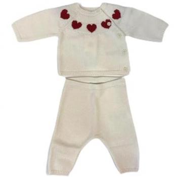 Completo 2 pezzi in maglia per neonati 12 mesi Marshmallow/Corrida