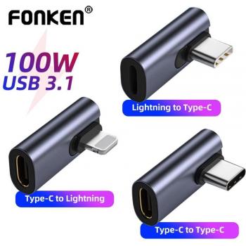 Fonken Dual‑Port Type‑C Adapter, 8‑Pin to USB‑C for Mobile Tablets – Grey