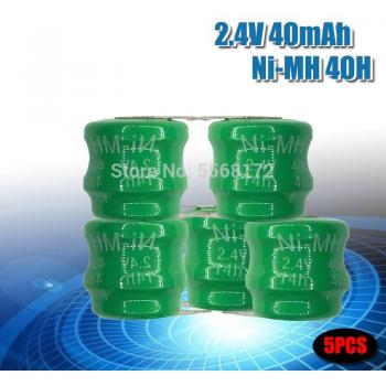 Pile bouton Ni‑MH 2,4 V 40 mAh (rechargeable) avec broches intégrées