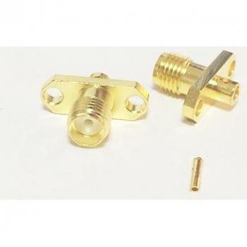 Conector Hembra SMA para Módem Coaxial RG405 0.086 – Poste de Soldadura Recto, Montura de Panel 2 Orificios