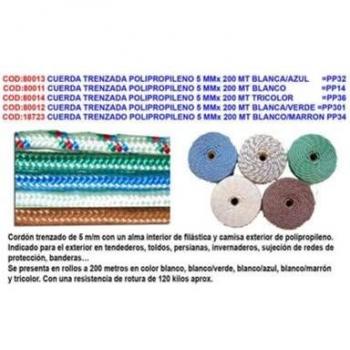 Polipropilene Corda 5mm x 200m Bianco Blu