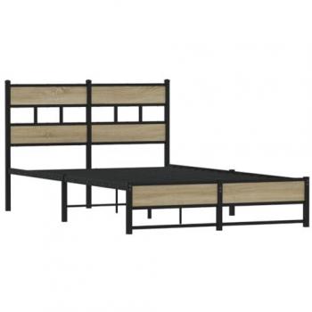 Sonoma Oak Metal Bed Frame 120x190 cm Small Double